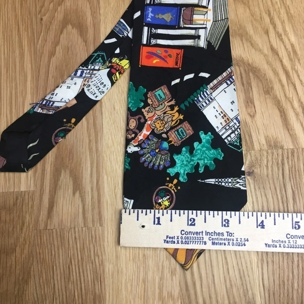 Vintage 1991 Nicole Miller NYC New York City Silk Necktie Taxi Statue of Liberty